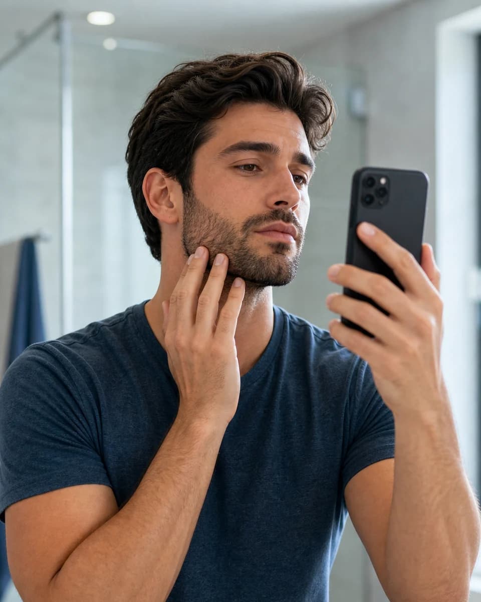 MyMirror used for shaving, hair, and face checks.